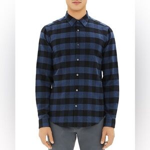 NWOT Theory Men’s Admiral Buffalo Check Flannel Long Sleeve Shirt